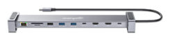 Manhattan USB-C dock/hub met kaartlezer en MST, poorten (7): Ethernet, HDMI (2× 4K@60Hz), USB-A (3×) en USB-C, met Power Delivery (PD) 100W - vereist een externe USB-C-lader (niet inbegrepen). USB-gevoed (geen externe voeding vereist) wanneer PD niet wordt gebruikt - Afbeelding 5