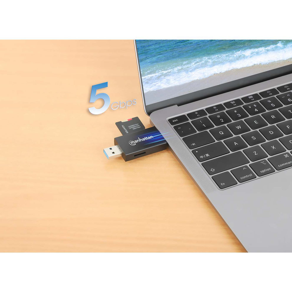 Manhattan 102735 geheugenkaartlezer USB 3.2 Gen 1 (3.1 Gen 1) Type-A/Type-C Zwart, Transparant - Afbeelding 3