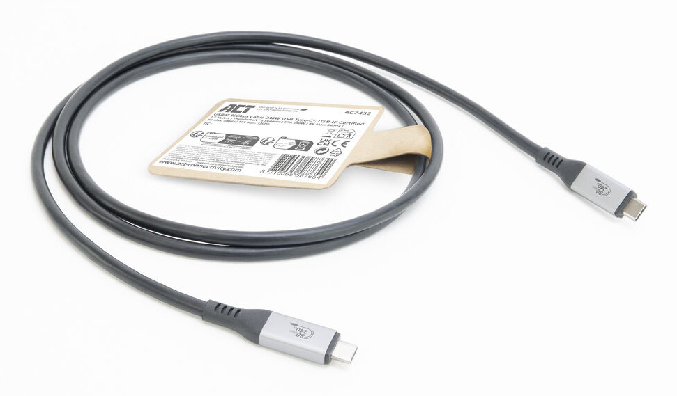 ACT USB4 80Gbps Thunderbolt 5 240W USB Type-C kabel, USB-IF gecertificeerd, 1,5 meter - Afbeelding 3