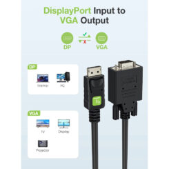 Techly 1.8m VGA/DisplayPort 1,8 m VGA (D-Sub) Zwart - Afbeelding 6