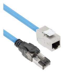 ACT Blauw 45 meter S/FTP CAT6A B2ca PoE++ 100W solid prefab installatiekabel, RJ45 male – female