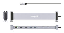 Manhattan USB-C dock/hub met kaartlezer en MST, poorten (7): Ethernet, HDMI (2× 4K@60Hz), USB-A (3×) en USB-C, met Power Delivery (PD) 100W - vereist een externe USB-C-lader (niet inbegrepen). USB-gevoed (geen externe voeding vereist) wanneer PD niet wordt gebruikt - Afbeelding 13