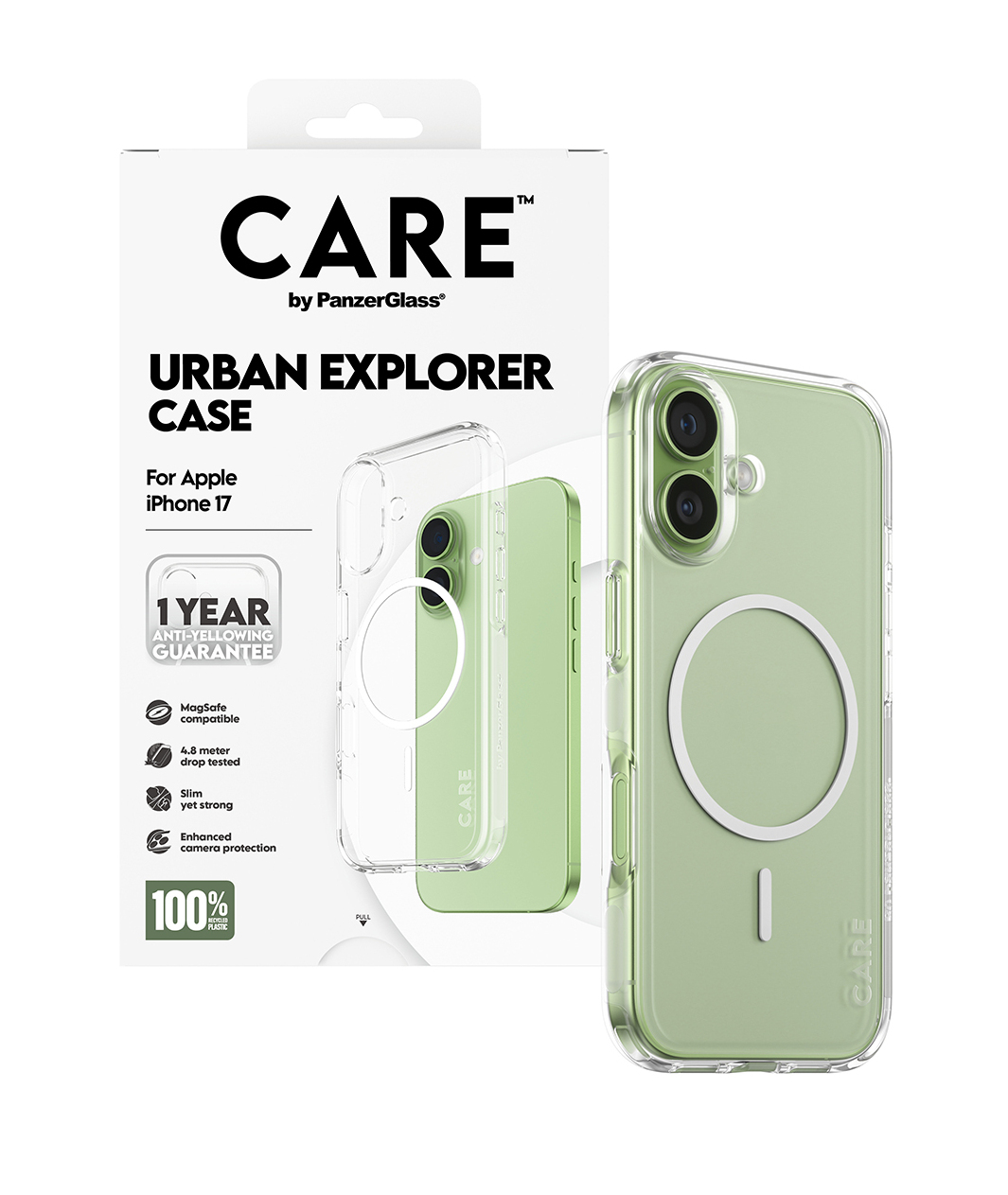 PanzerGlass CARE by ® Flagship Case Transparent Urban Explorer w. White MagSafe iPhone 17 mobiele telefoon behuizingen Hoes Transparant - Afbeelding 6
