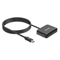 Manhattan USB-C smartcardlezer met contact, met microSD-slot, USB-C male connector, compatibel met Windows, macOS en Linux, leest SIM-kaarten met adapter, kabel van 1 m, zwart, 3 jaar garantie - Afbeelding 4