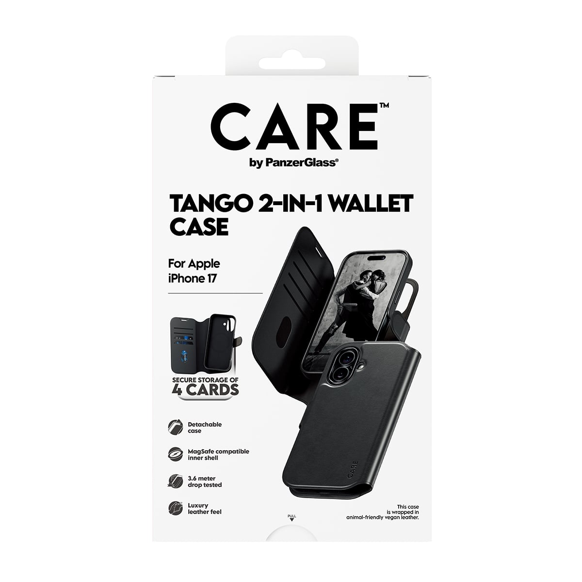PanzerGlass CARE™ by ® Tango 2-in-1 Wallet Case w. MagSafe iPhone 17 mobiele telefoon behuizingen Hoes Zwart - Afbeelding 4
