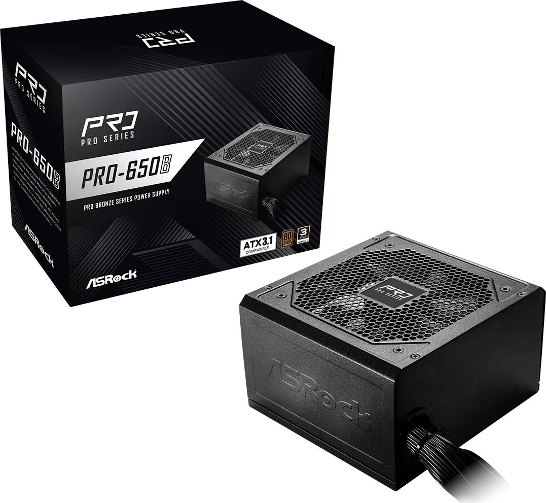ASRock Pro Series PRO-650B       650W ATX 80+ Bronze   black