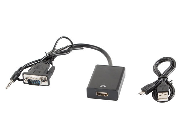 LANBERG VGA(M)+MINIJACK 3,5mm(M)->HMDI(F) Adapter 0,2m sw