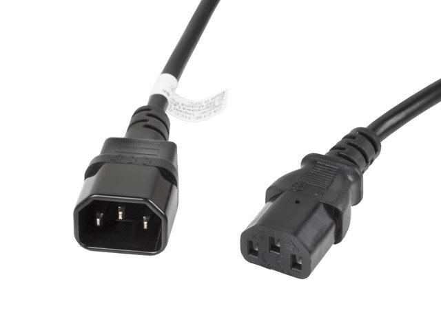 LANBERG Netzkabel-Verlängerung IEC 320 C13->C14 3,0m VDE sw