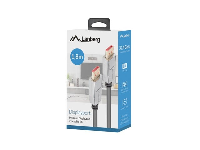 LANBERG Displayport M/M 20 PIN V1.4 Kabel 1,8m 8K 60Hz sw