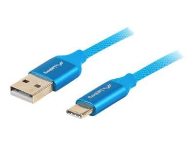 LANBERG USB-C(M)->USB-A(M)2.0 Kabel 1,0m PREMIUM QC 3.0 blau