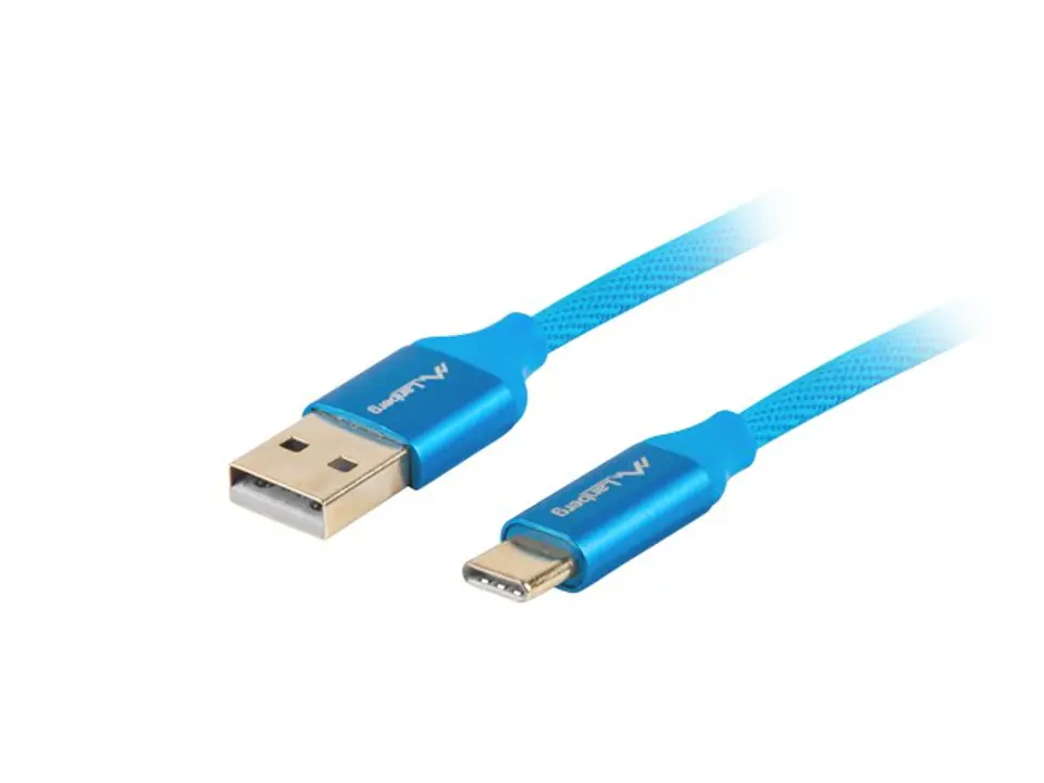 LANBERG USB-C(M)->USB-A(M)2.0 Kabel 1,8m PREMIUM QC 3.0 blau