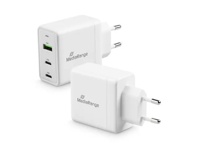 MediaRange Lader 65W 3-Port 1x USB-A/2x USB-C GaN, weiß