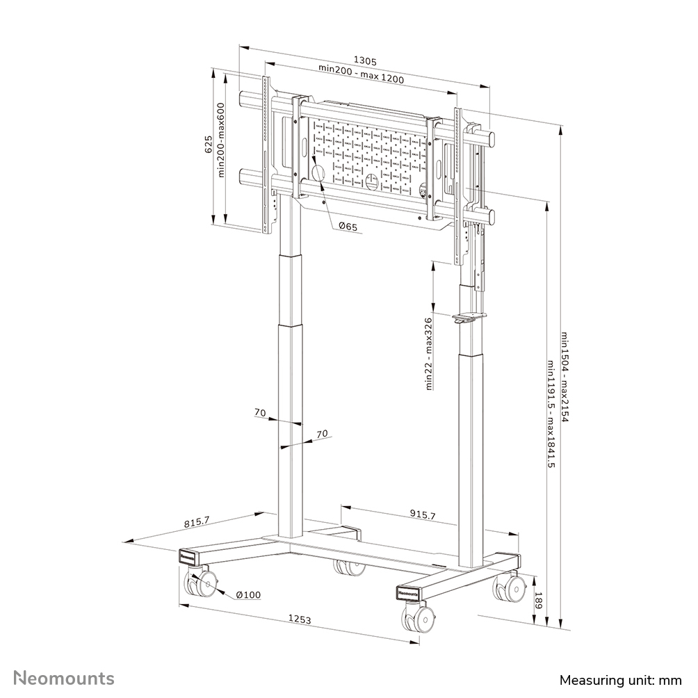 Neomounts FL55-975BL1 TV trolley 75-115" - gemotoriseerd - Afbeelding 21