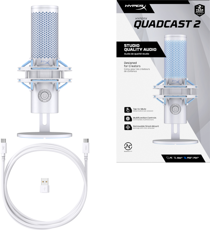 HyperX QuadCast 2 - USB-microfoon (Frost) - Afbeelding 11