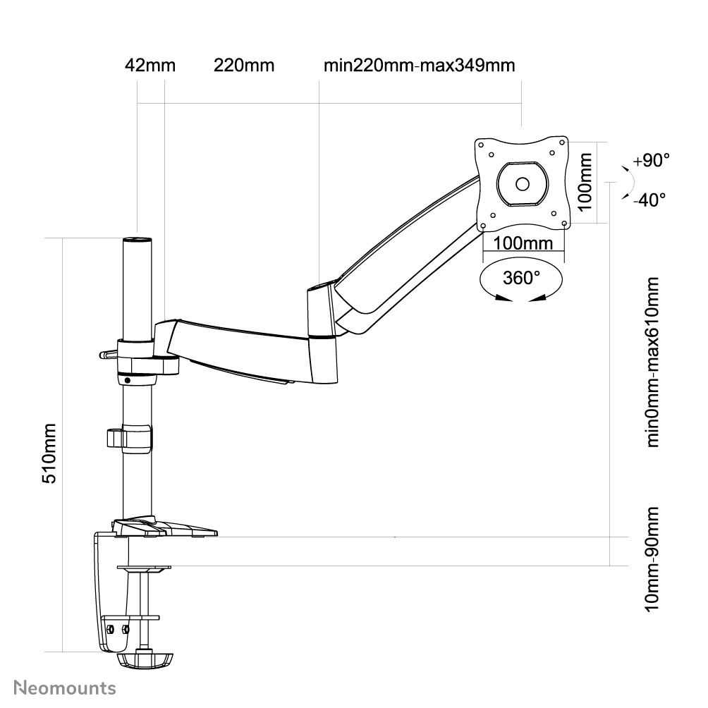 Neomounts FPMA-D950 Monitorarm 13-27" - gasveer - Afbeelding 4