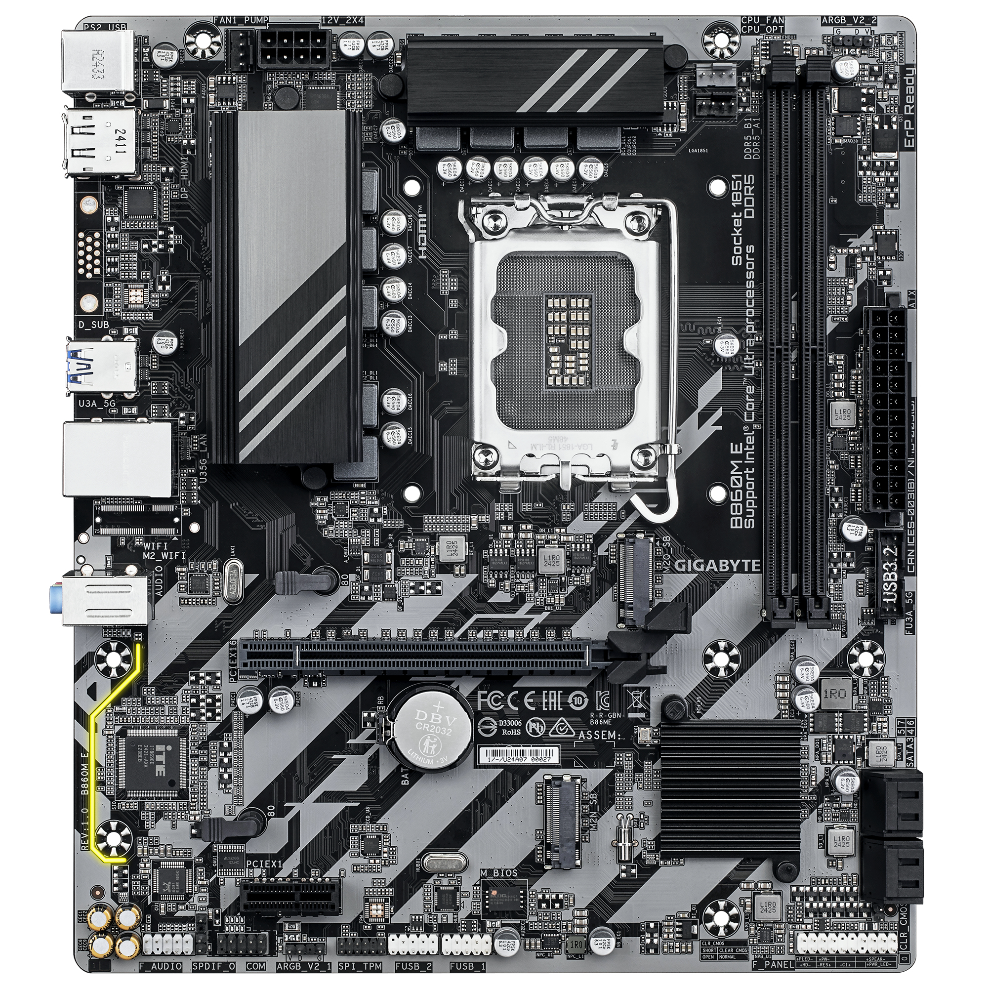 GIGABYTE B860M E moederbord Intel B860 LGA 1851 (Socket V1) micro ATX - Afbeelding 3