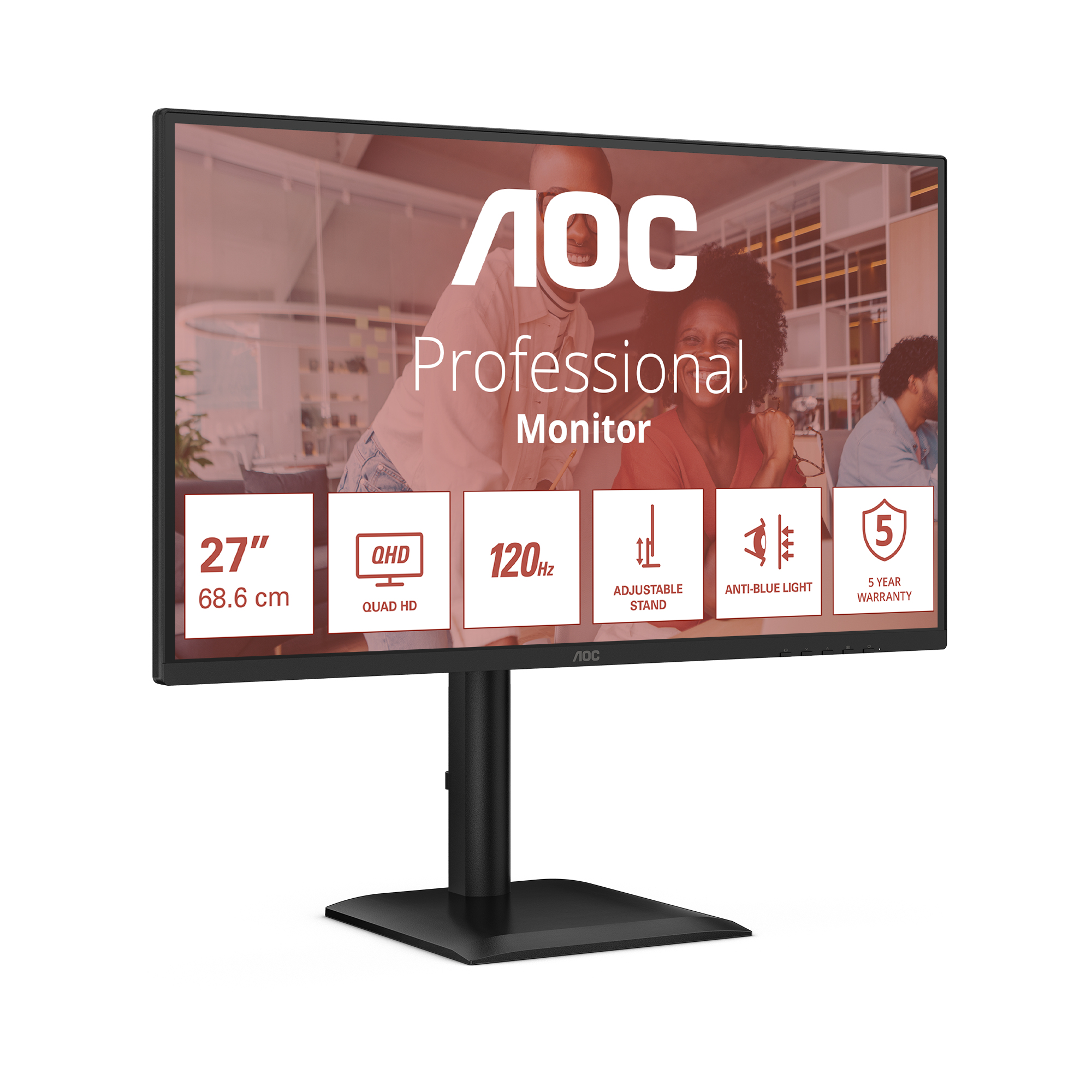 AOC E4 Q27E4U computer monitor 68,6 cm (27") 2560 x 1440 Pixels Quad HD LED Zwart - Afbeelding 3