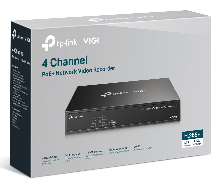 TP-Link VIGI NVR1004H-4P-2TB Zwart - Afbeelding 6