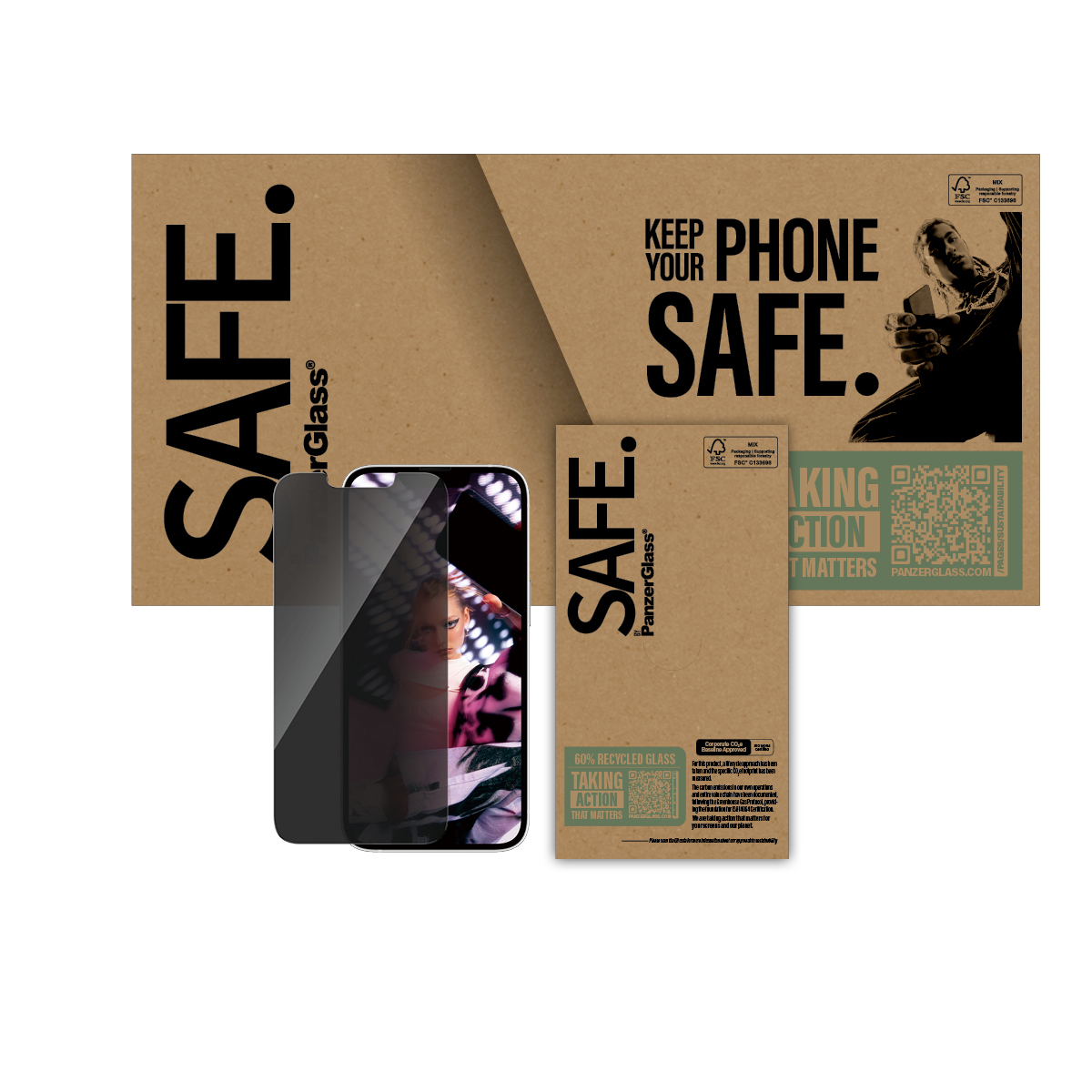 PanzerGlass SAFE. by ® 2-Way Privacy Screen Protector iPhone 17e | 16e | 14 | 13 | 13 Pro | Ultra-Wide Fit Doorzichtige schermbeschermer Apple 1 stuk(s) - Afbeelding 3