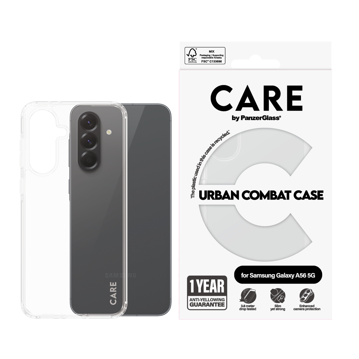 PanzerGlass CARE™ by ® Urban Combat Case Transparent Samsung Galaxy A56 5G mobiele telefoon behuizingen Hoes Transparant - Afbeelding 3