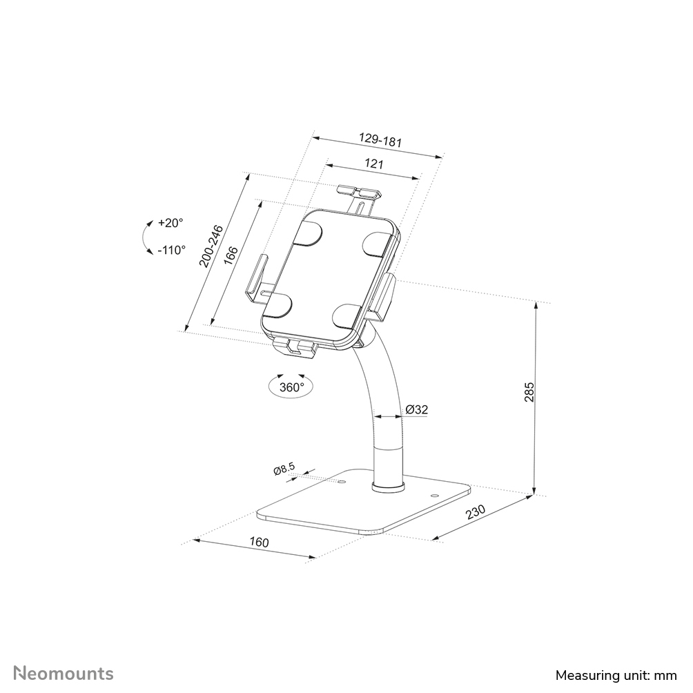 Neomounts DS15-625BL1 Tablet standaard bureau 7.9-11" - vergrendelbaar - universeel - Afbeelding 19
