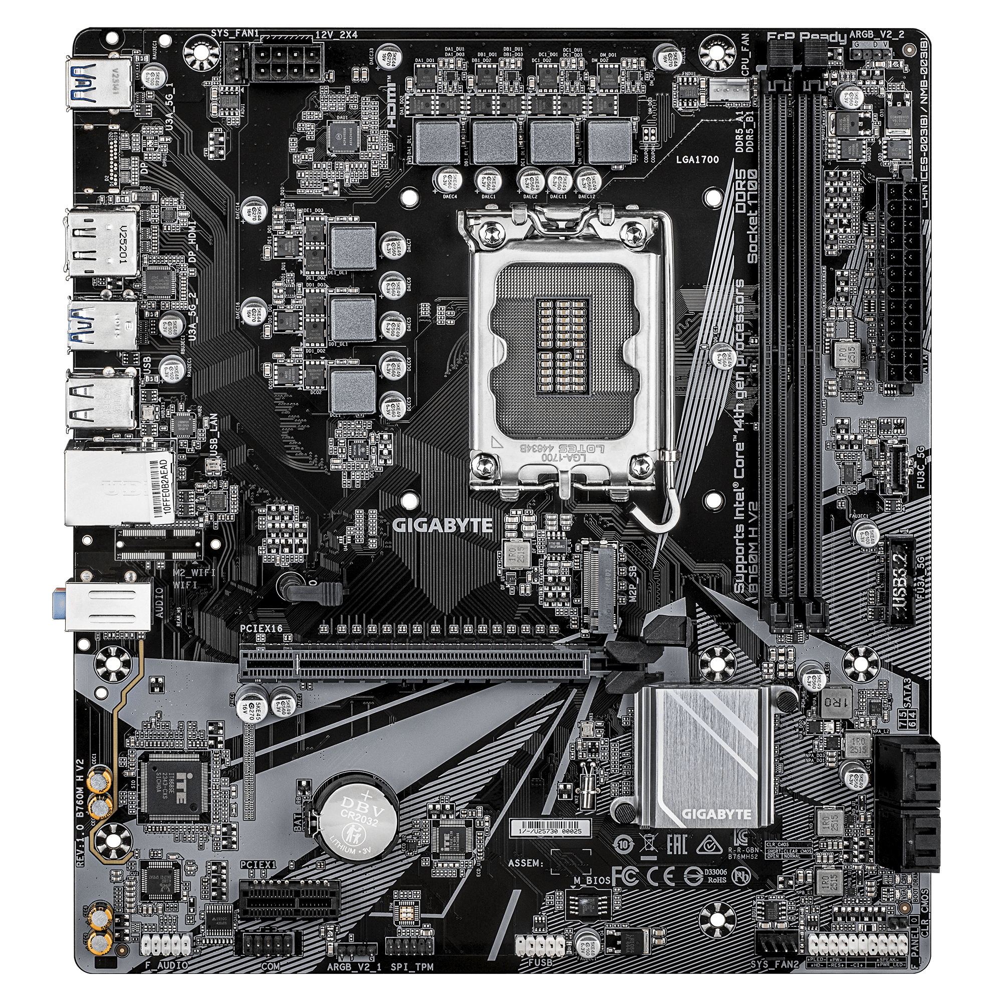 GIGABYTE B760M H V2 moederbord Intel B760 Express LGA 1700 micro ATX - Afbeelding 3