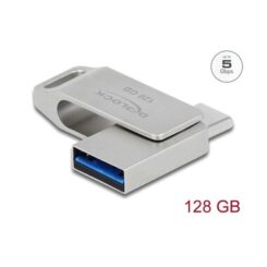 DELOCK USB 3.2 Gen1 USB-C+Type-A Speicherstick 128 GB Metall