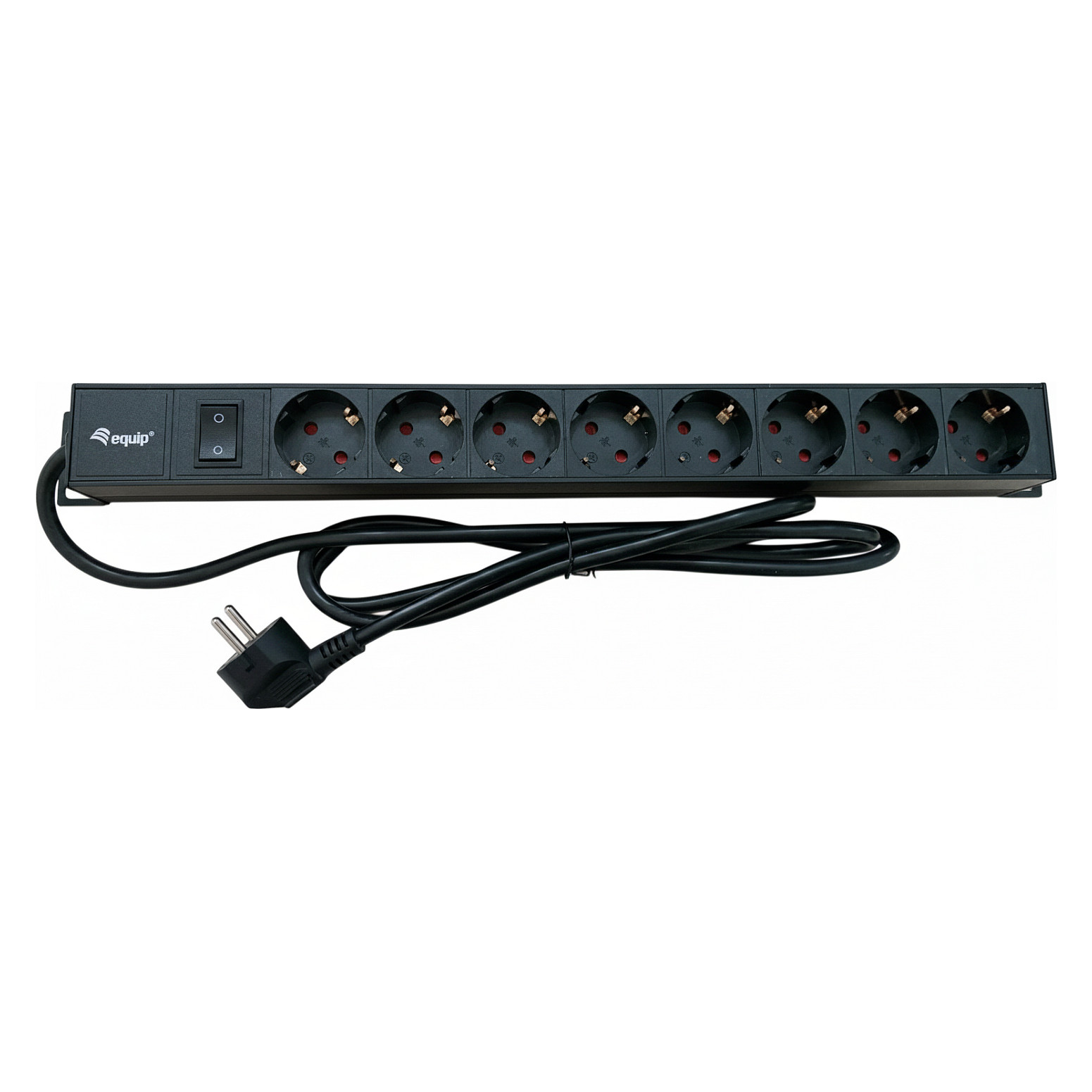 Equip 19 Steckdosenleiste CEE7/7 90°->8xSchuko+Switch  Alu.