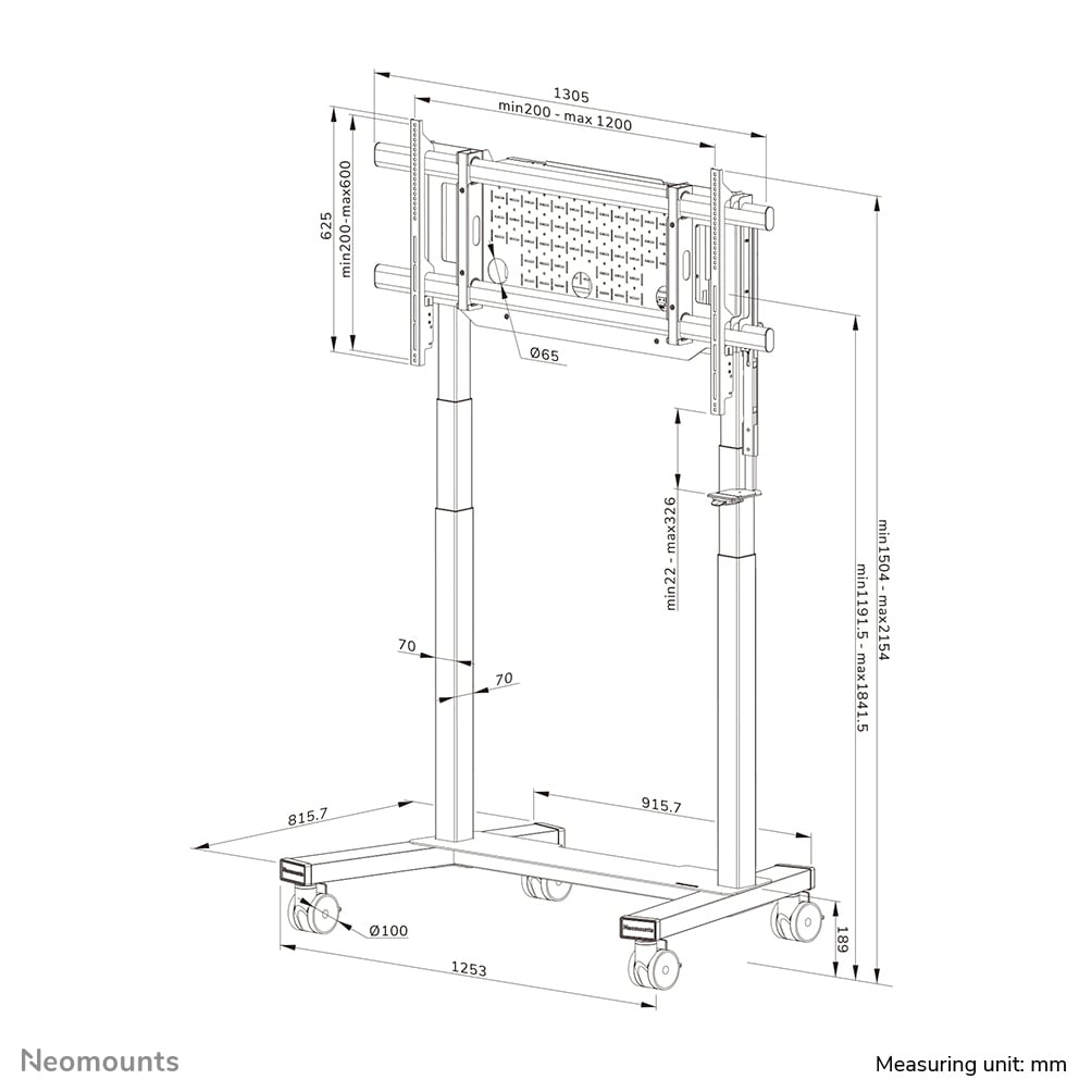 Neomounts FL55-975BL1 TV trolley 75-115" - gemotoriseerd - Afbeelding 21