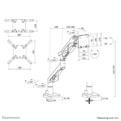 Neomounts DS70-256BL1 Gaming monitorarm 24-57" - gasveer - Topfix - 180°-stop - Afbeelding 20