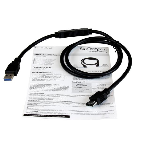 StarTech.com USB 3.0 naar eSATA HDD / SSD / ODD-adapterkabel 1 m eSATA harde schijf naar USB 3.0 adapterkabel SATA 6 Gbps - Afbeelding 8