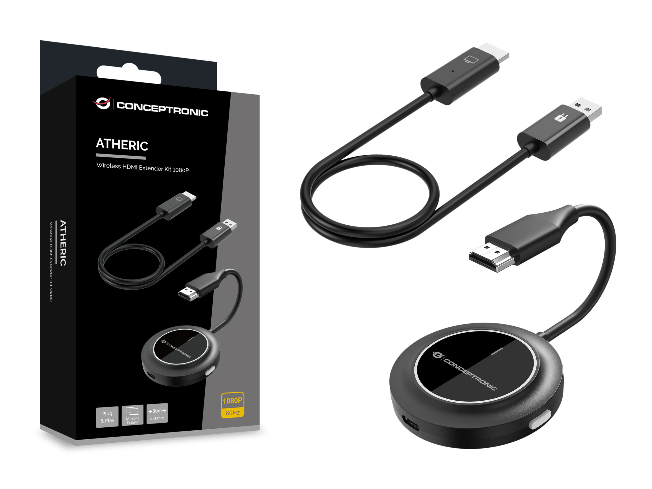 Conceptronic ATHERIC02B draadloze beeldschermadapter HDMI/USB Volledige HD Dongle - Afbeelding 5