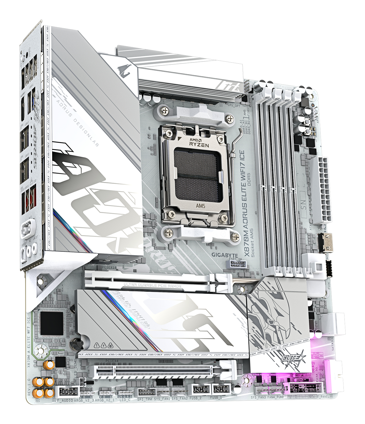GIGABYTE X870M AORUS ELITE WIFI7 ICE AMD X870 Socket AM5 micro ATX - Afbeelding 5
