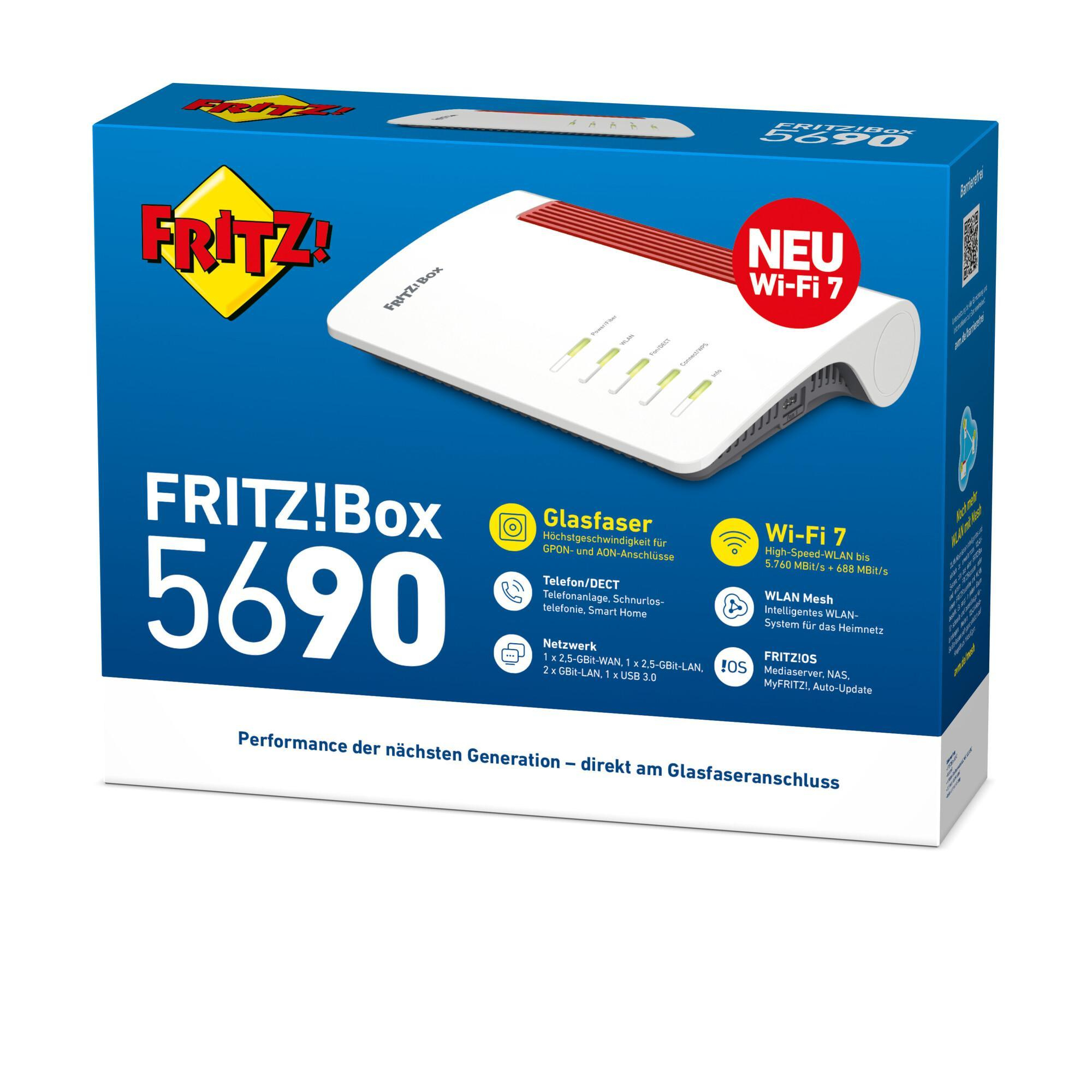 Box FRITZ! 5690 International draadloze router 2.5 Gigabit Ethernet Dual-band (2.4 GHz / 5 GHz) Rood, Wit - Afbeelding 7