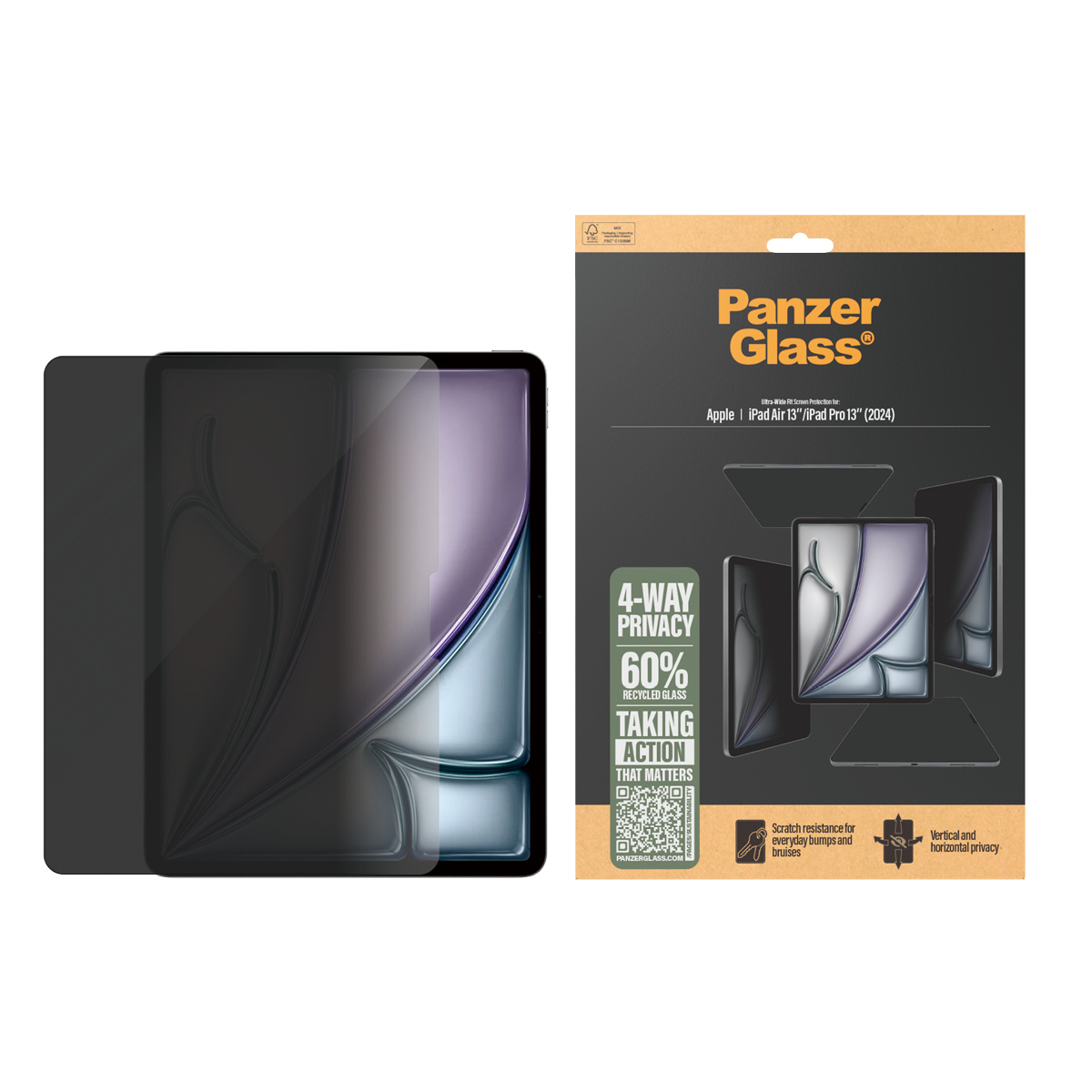 PanzerGlass ® 4-Way Privacy Screen Protector iPad Air 13" (2024-2025) | iPad 13" Pro (2024-2025) | Ultra-Wide Fit Doorzichtige schermbeschermer Apple 1 stuk(s) - Afbeelding 3