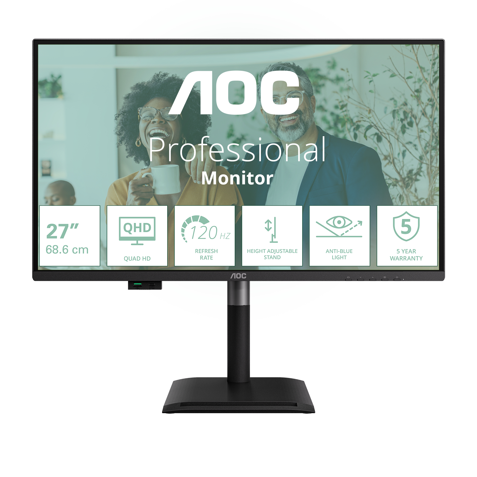 AOC Q27P4CV computer monitor 68,6 cm (27") 2560 x 1440 Pixels Quad HD LED Zwart