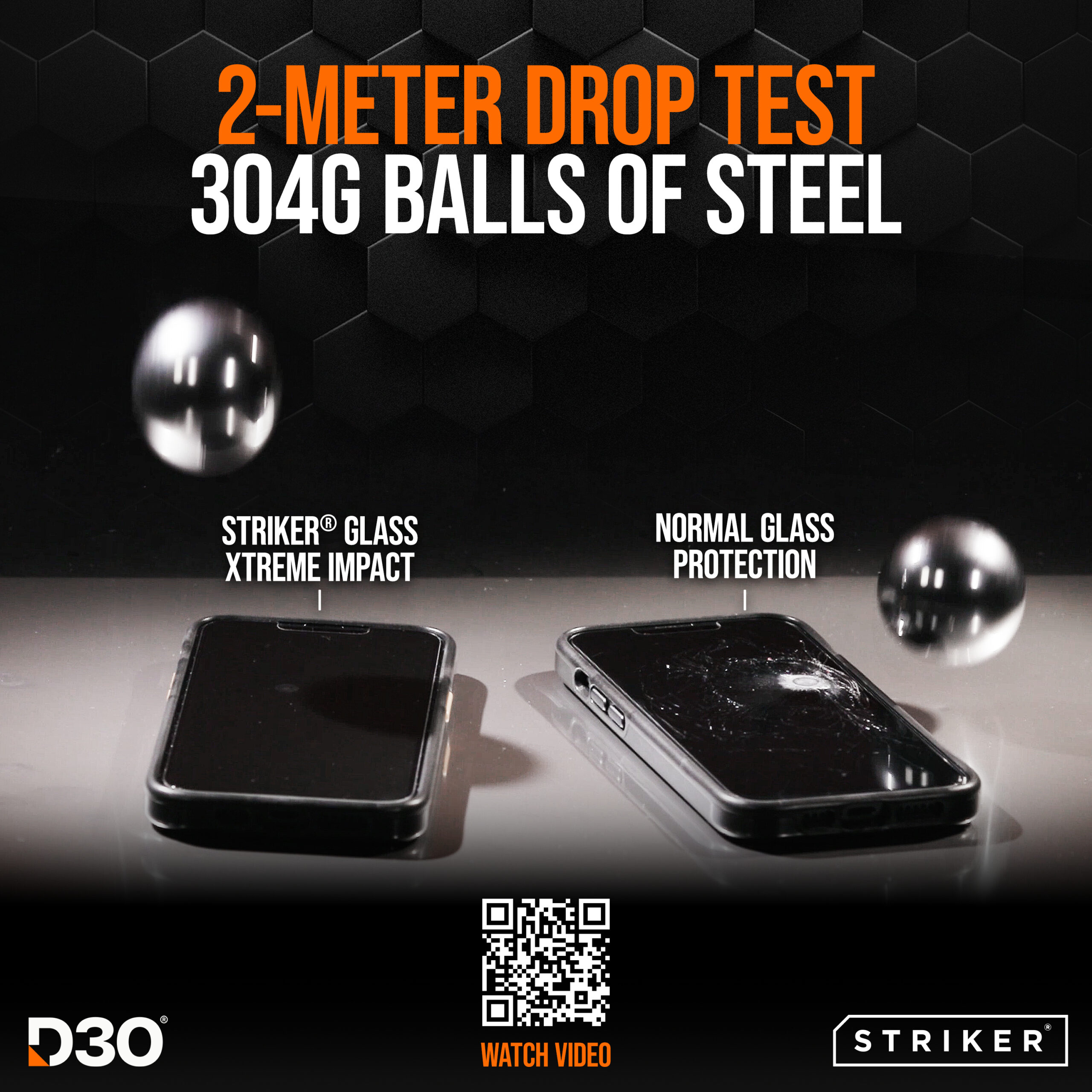 Striker D3O Xtreme Impact Glass Screen Protector - Black Frame - Samsung Galaxy A56 5G/A57 5G/S25 FE