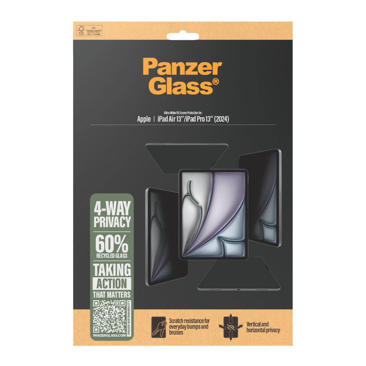 PanzerGlass ® 4-Way Privacy Screen Protector iPad Air 13" (2024-2025) | iPad 13" Pro (2024-2025) | Ultra-Wide Fit Doorzichtige schermbeschermer Apple 1 stuk(s) - Afbeelding 4