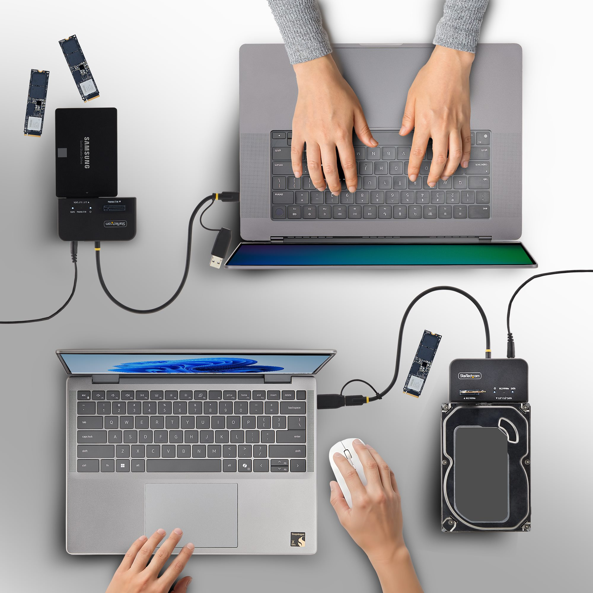 StarTech.com USB-C/USB-A naar M.2 NVMe en 2.5in/3.5in SATA Adapter, 10Gbps, Tool-Free Externe SSD Hard Drive Lezer, B+M/M-Key - Afbeelding 7