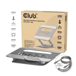 CLUB3D Verstelbare aluminium laptopstandaard met USB-C®-hub