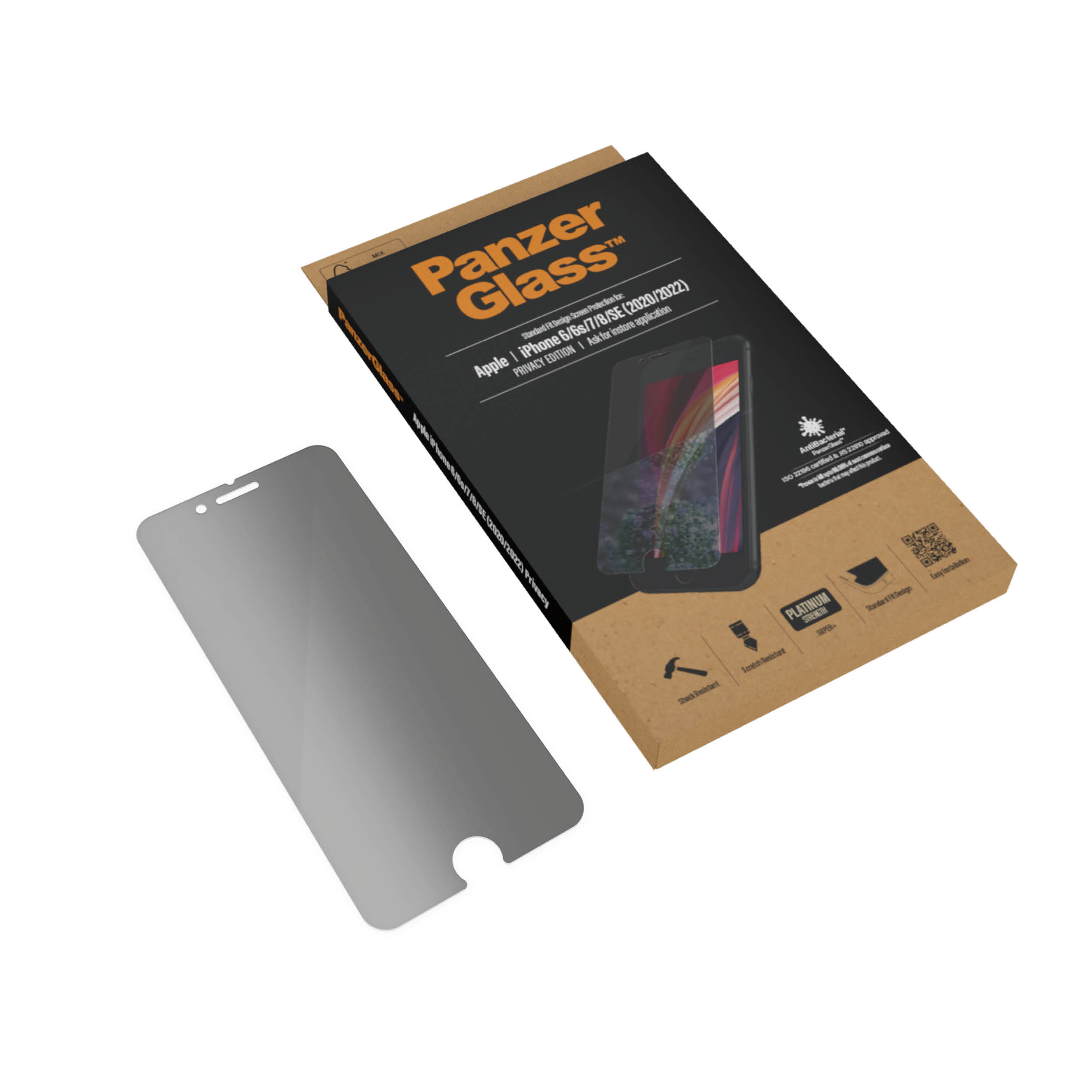 PanzerGlass ® Privacy Screen Protector iPhone SE (2020/2022) | 8 | 7 | 6 | 6s | Standard Fit Doorzichtige schermbeschermer Apple 1 stuk(s) - Afbeelding 6
