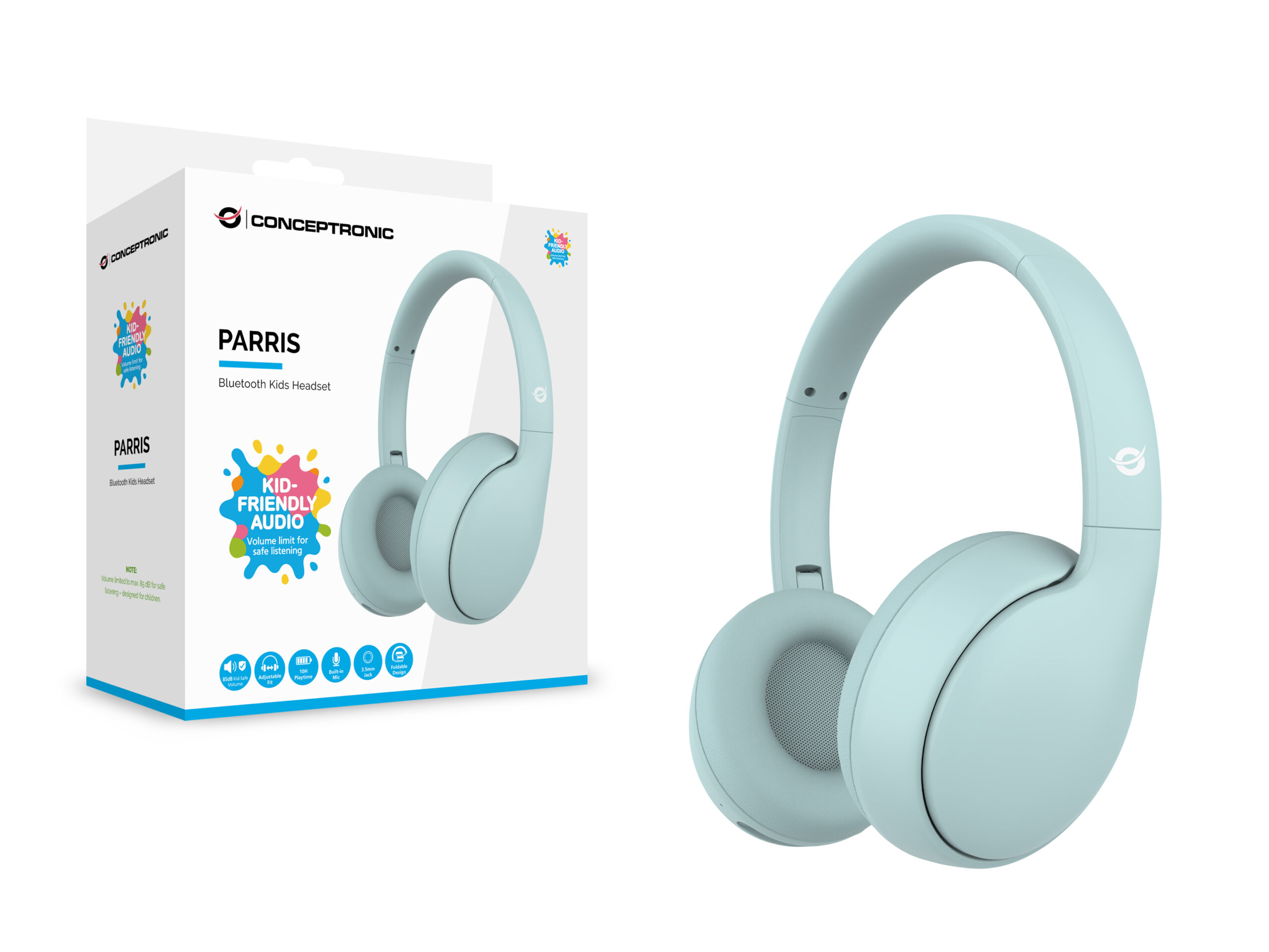 Conceptronic PARRIS04B hoofdtelefoon/headset Bedraad en draadloos Hoofdband Oproepen/muziek Bluetooth Lichtblauw - Afbeelding 4