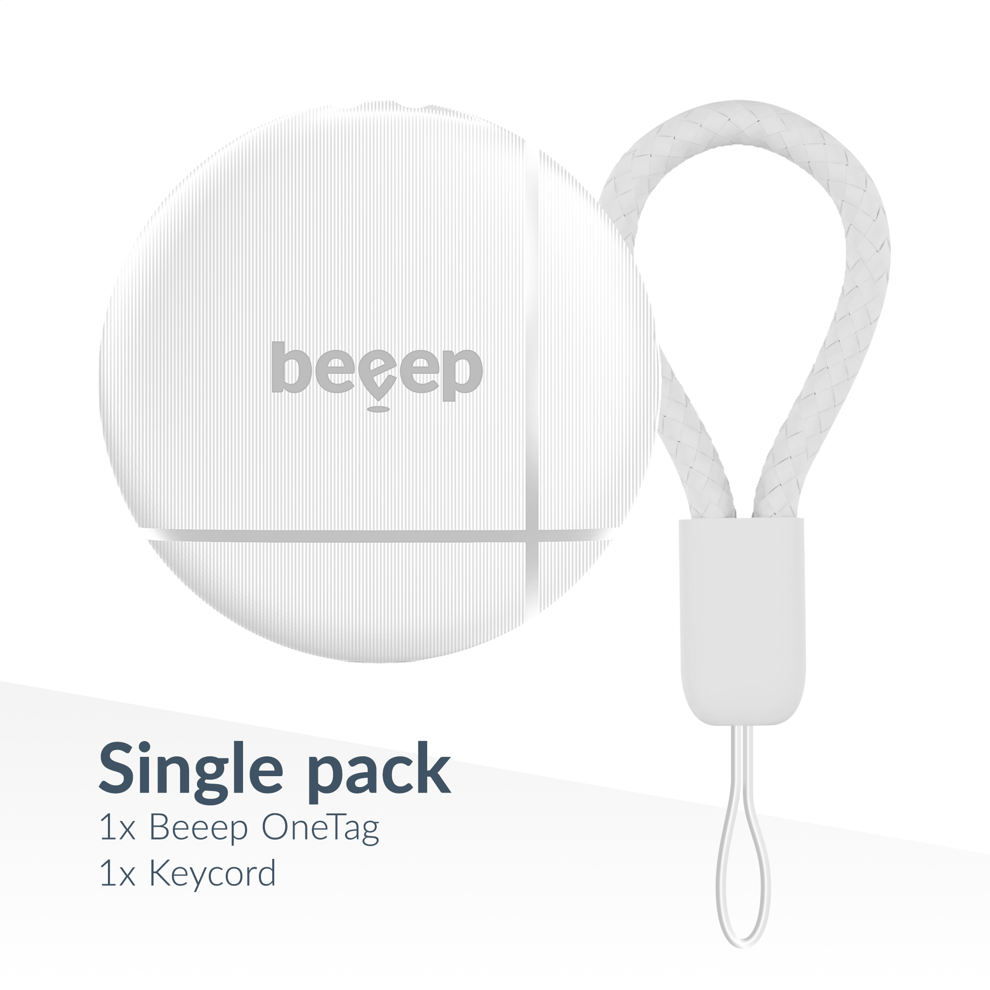 Beeep OneTag Apple Find My & Android Tracker White & Keychain White - 1 pack