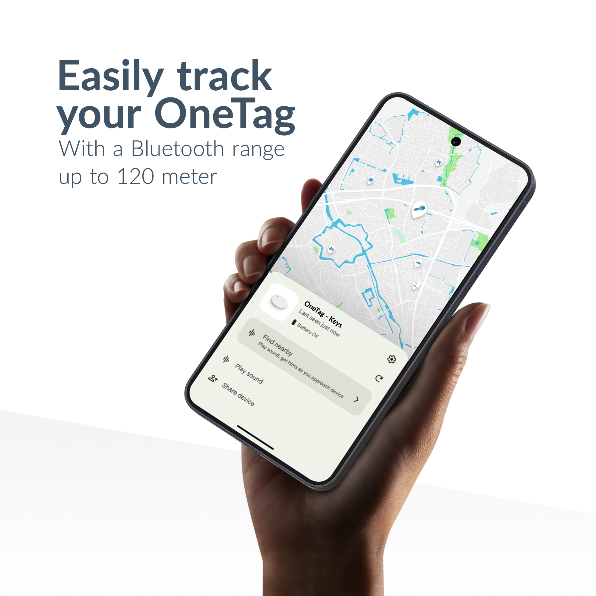 Beeep OneTag Apple Find My & Android Tracker White & Keychain White - 1 pack - Afbeelding 4
