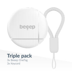 Beeep OneTag Apple Find My & Android Tracker White & Keychain White - 3 pack