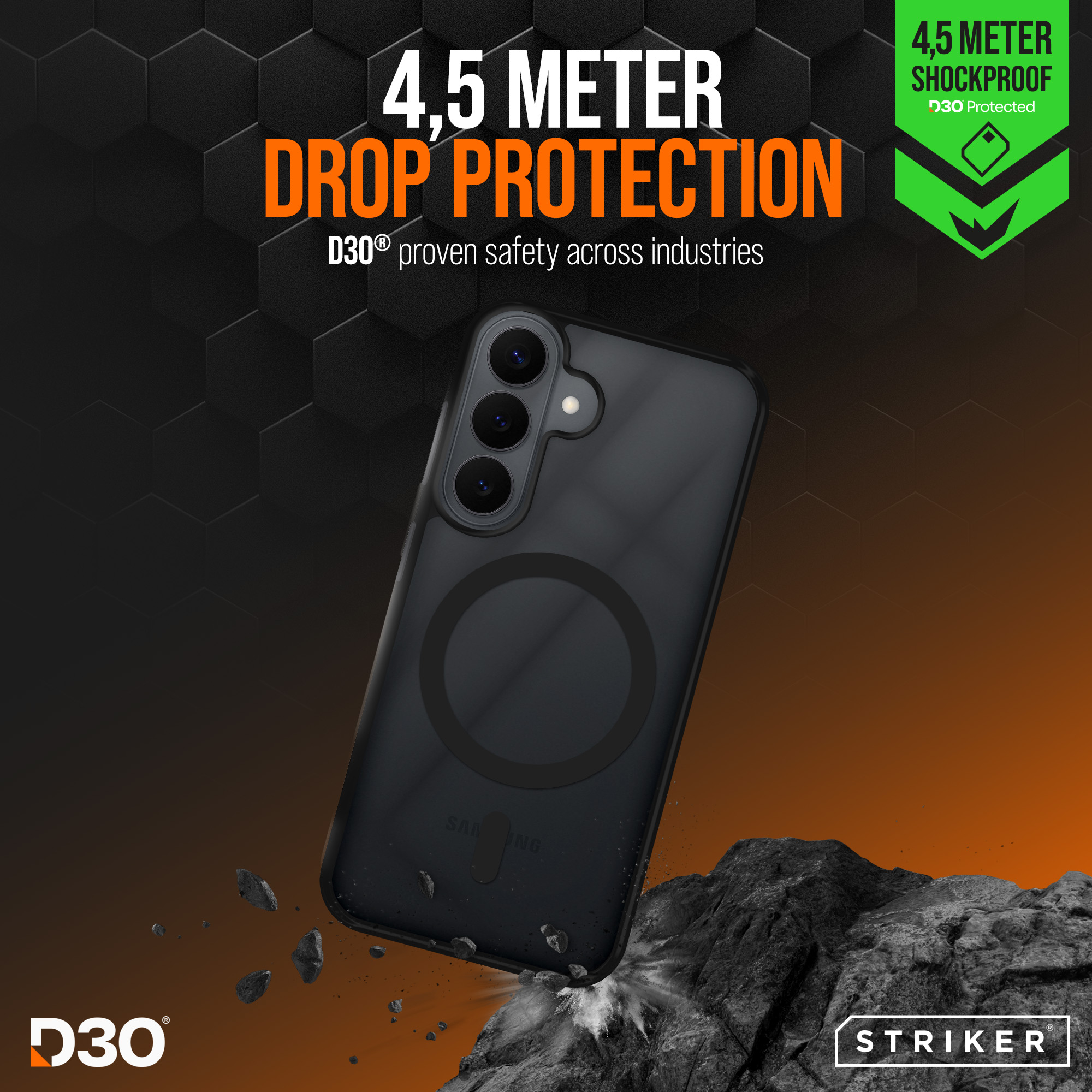 Striker X-Core - D3O Xtreme Impact Mag Case - Black - Samsung S26+ 5G - Afbeelding 2