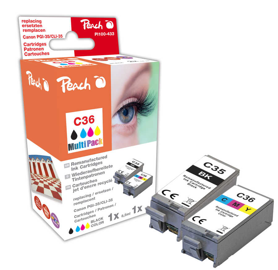 Peach PI100-433 inktcartridge 2 stuk(s) Compatibel Zwart, Cyaan, Magenta, Geel - Afbeelding 2