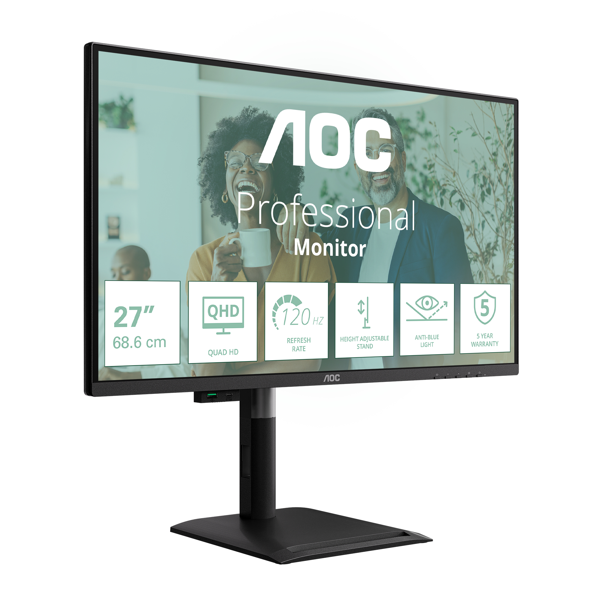 AOC Q27P4CV computer monitor 68,6 cm (27") 2560 x 1440 Pixels Quad HD LED Zwart - Afbeelding 3