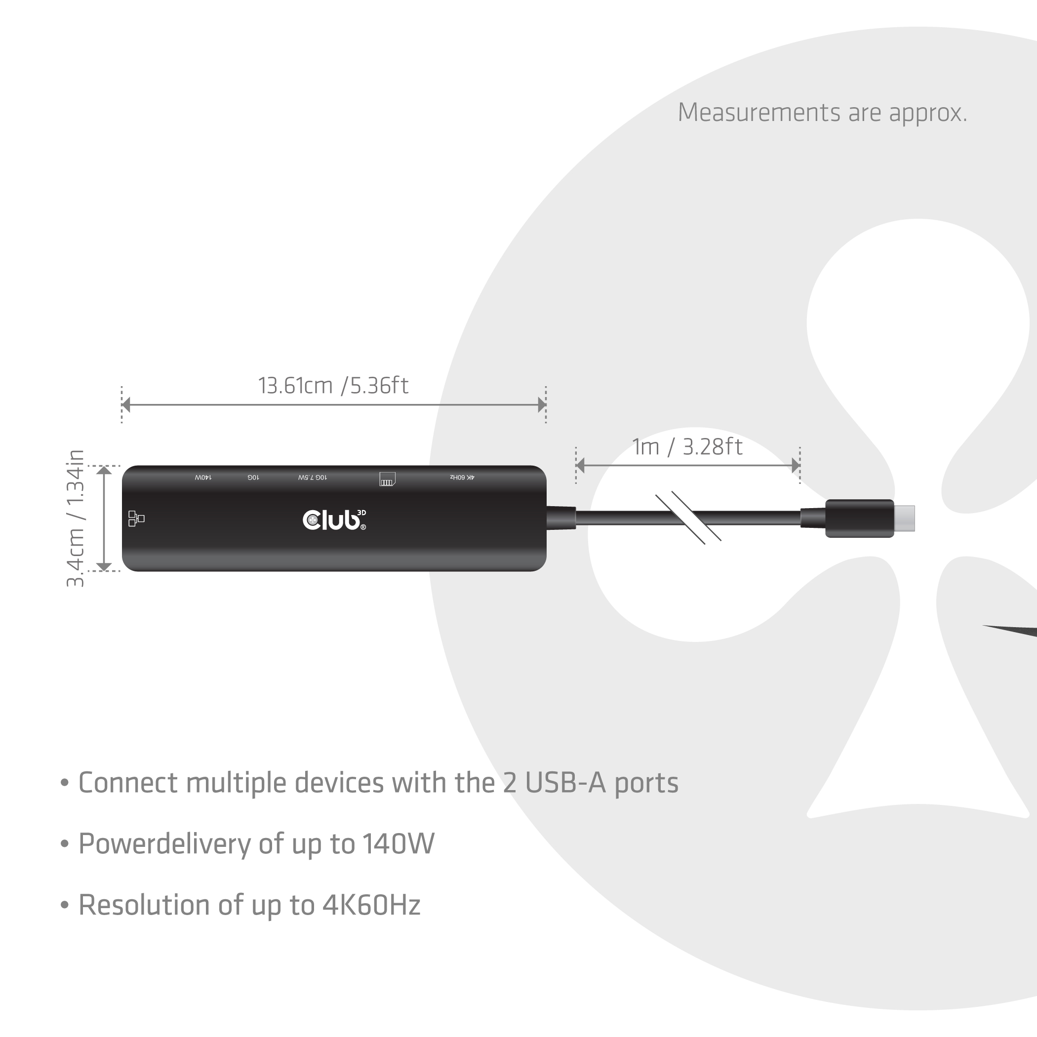 CLUB3D 7-1 USB-C® naar HDMI™-hub - Afbeelding 4