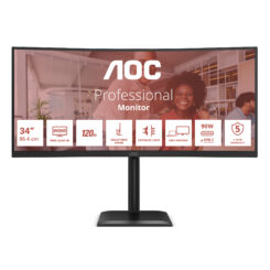 AOC E4 CU34E4CV computer monitor 86,4 cm (34") 3440 x 1440 Pixels UltraWide Quad HD LCD Zwart